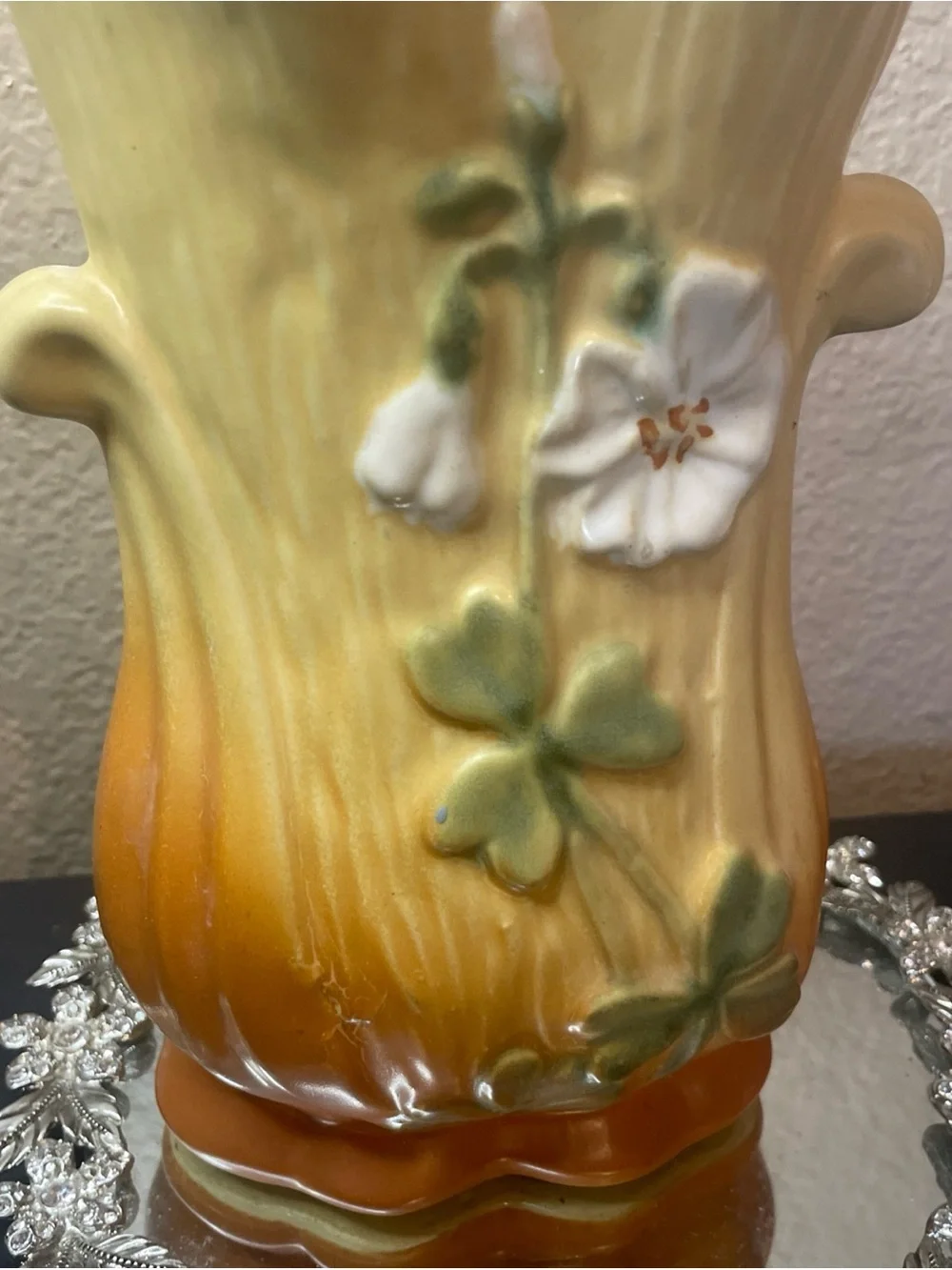 Gorgeous 1930 Weller USA 8” Roba Vase With High Relief Florals